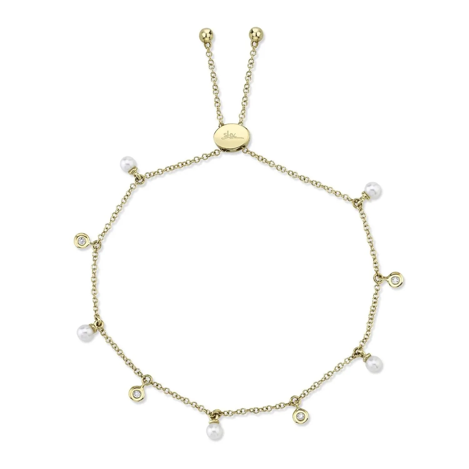 0.04ctw Diamond & Cultured Pearl Bolo Bracelet