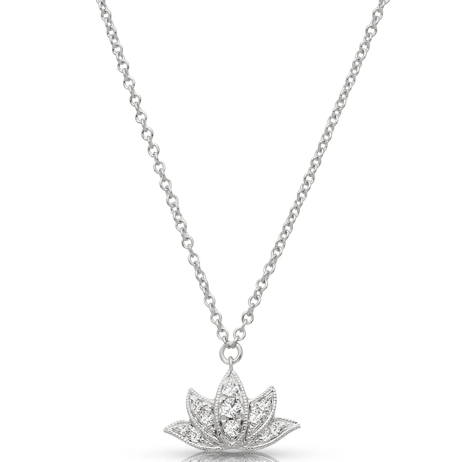 0.10 ctw Diamond Milgrain Leaves Necklace Pendant