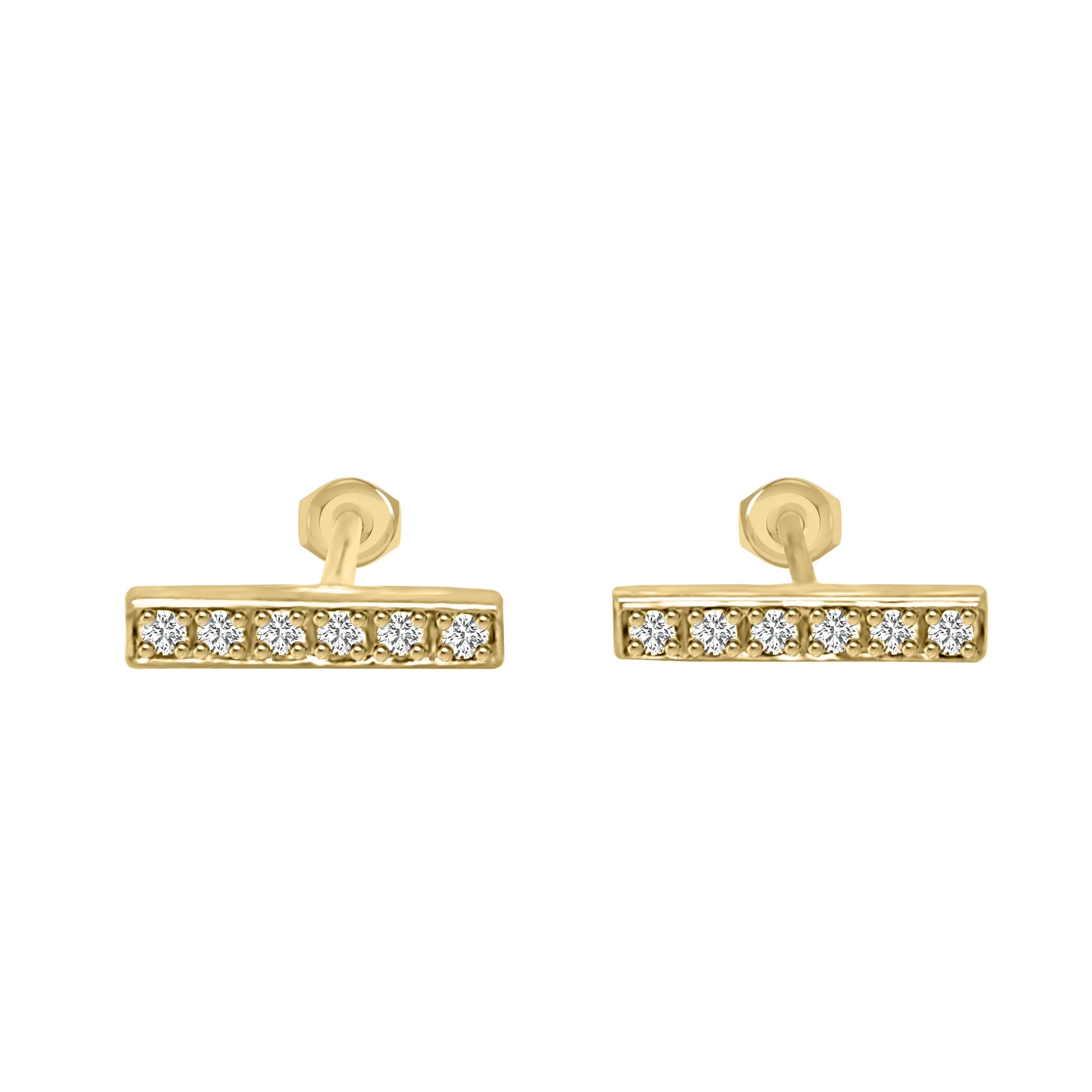 0.12Ct Diamond Bar Earrings Special in 14K Gold
