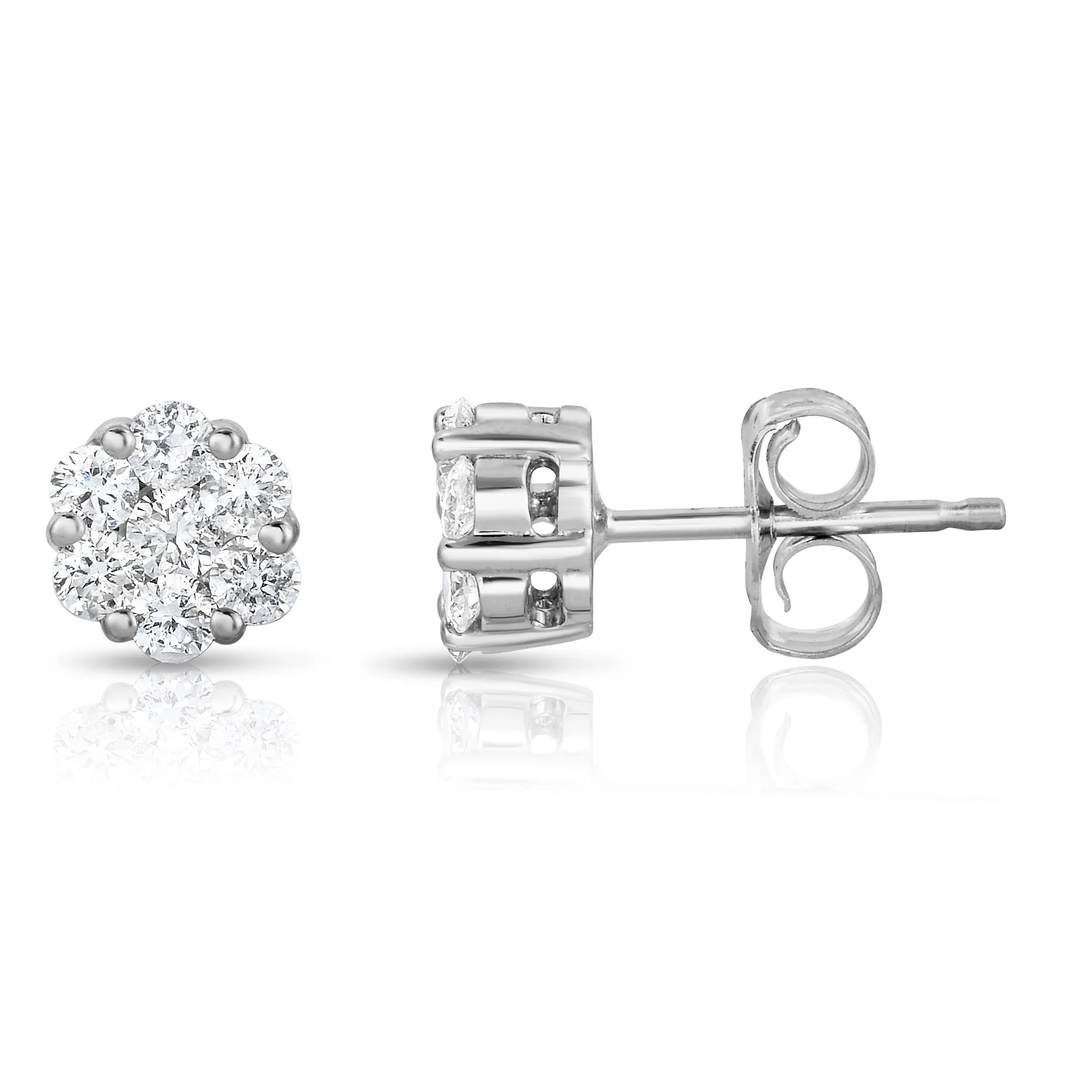 0.25Ct Diamond Cluster Stud Earrings in 14K White Gold