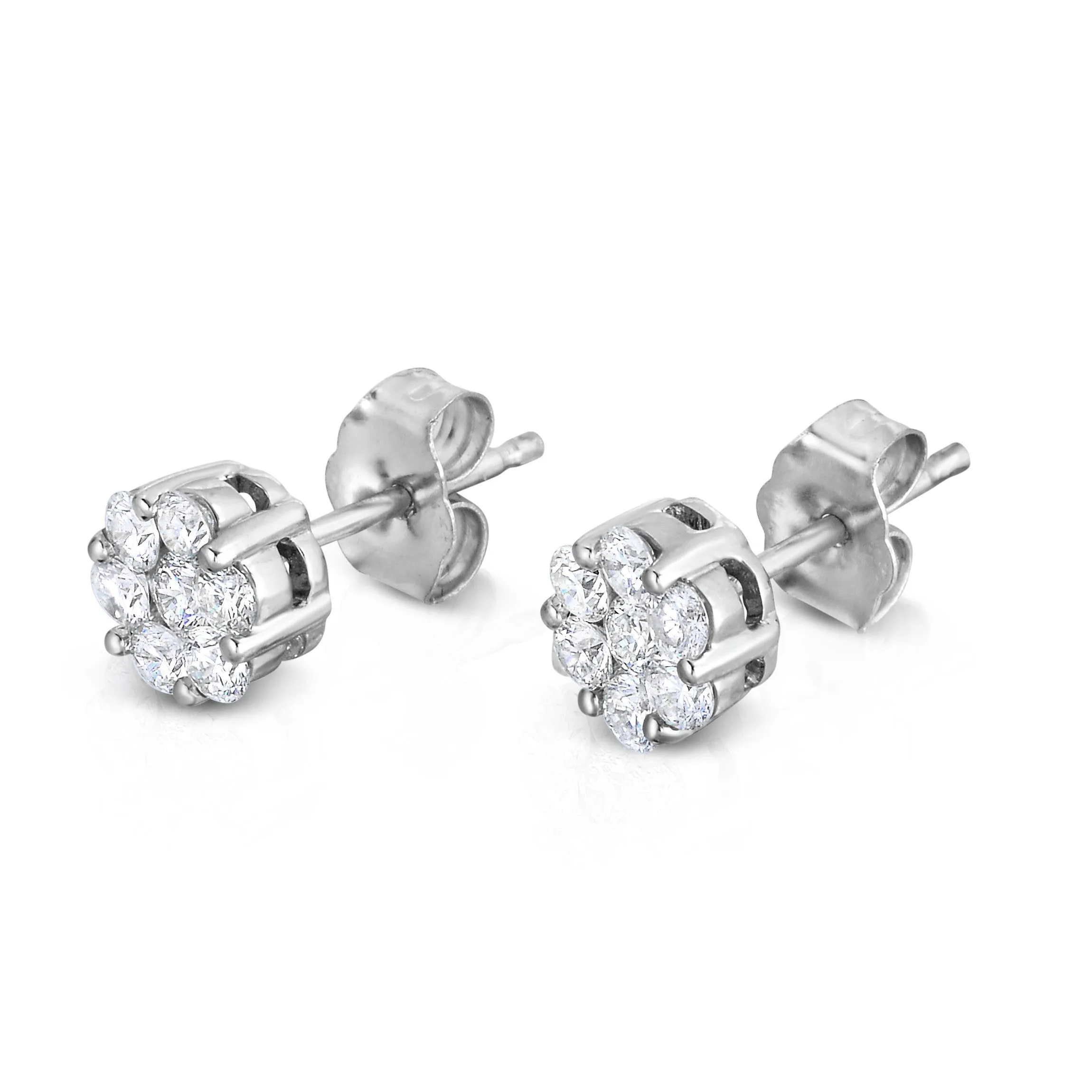 0.25Ct Diamond Cluster Stud Earrings in 14K White Gold