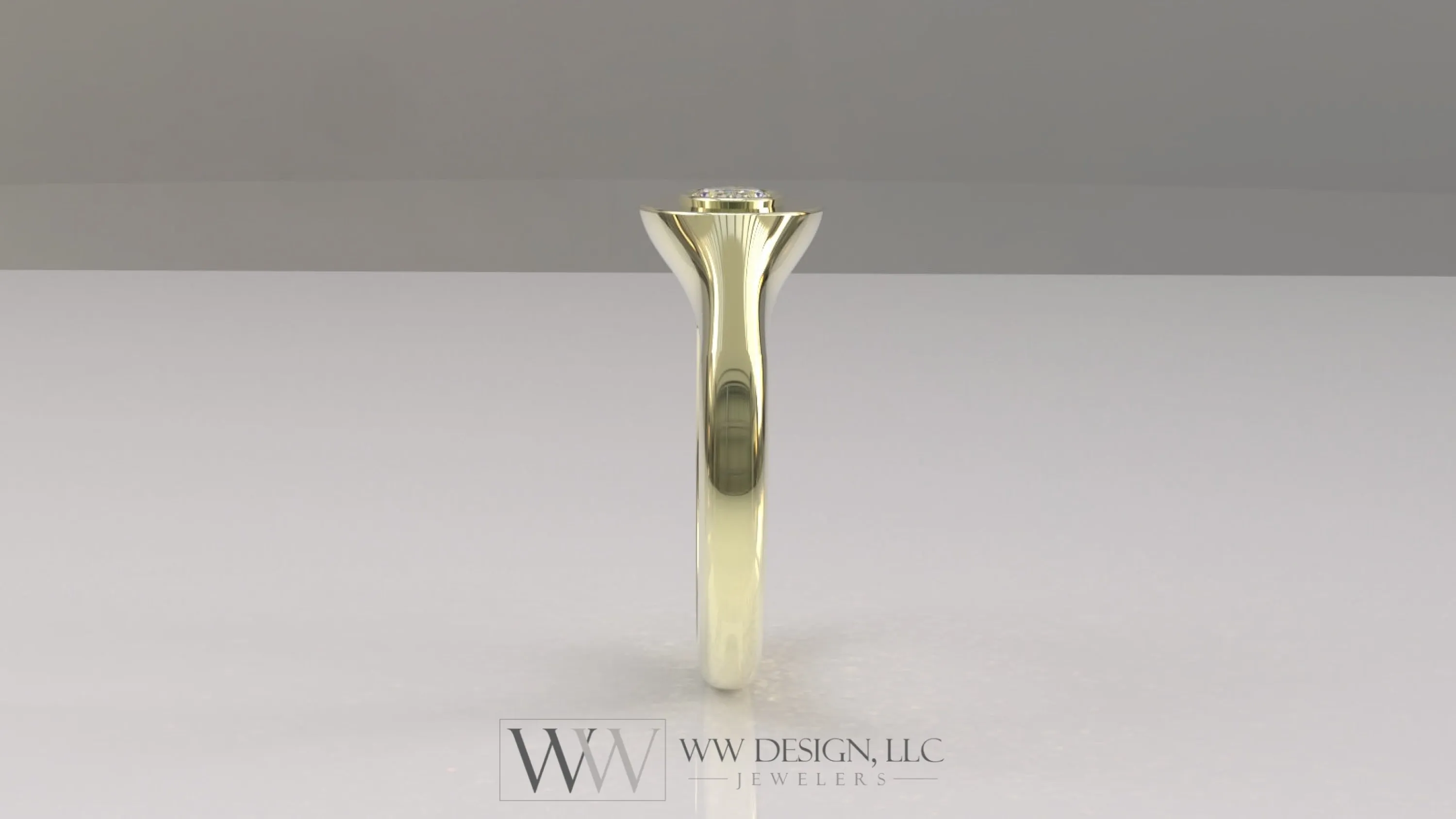 0.33 ctw East-West Sideways Oval Signet Diamond Ring - 14k, 18k (Yellow, White, Rose) Platinum