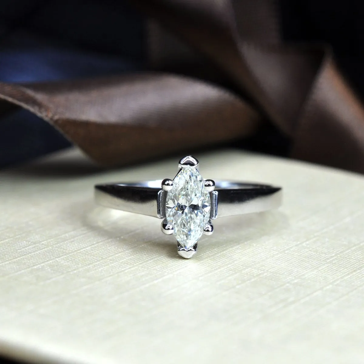 0.35-1.50 CT Marquise Cut Diamonds - Solitaire Ring