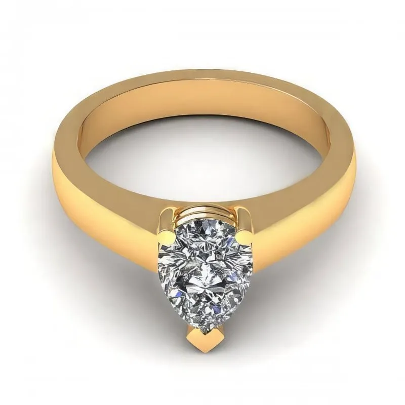 0.35-1.50 CT Pear Cut Diamonds - Solitaire Ring