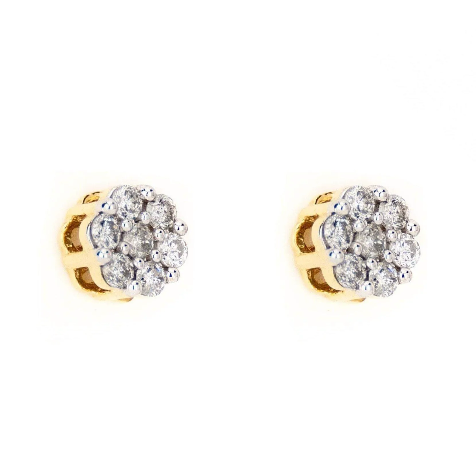 0.35CT Gold Diamond Small Cluster Earrings