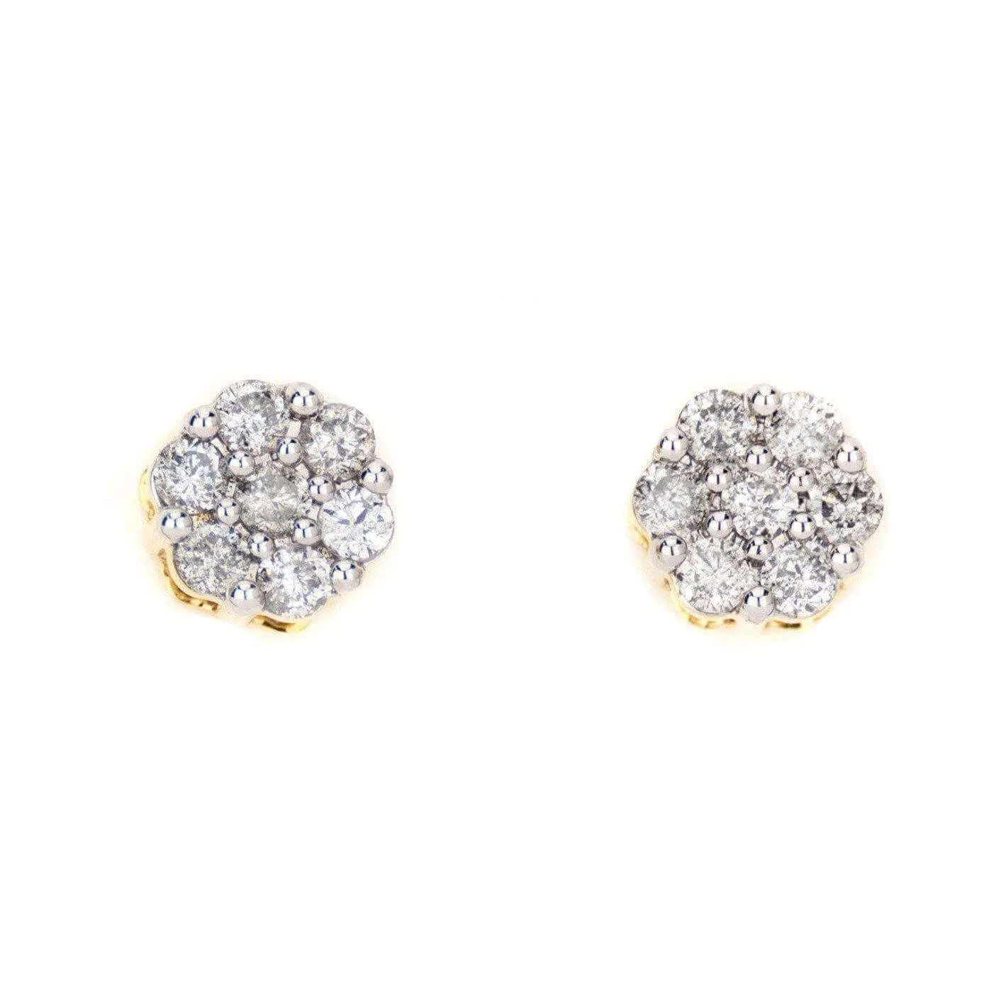 0.35CT Gold Diamond Small Cluster Earrings