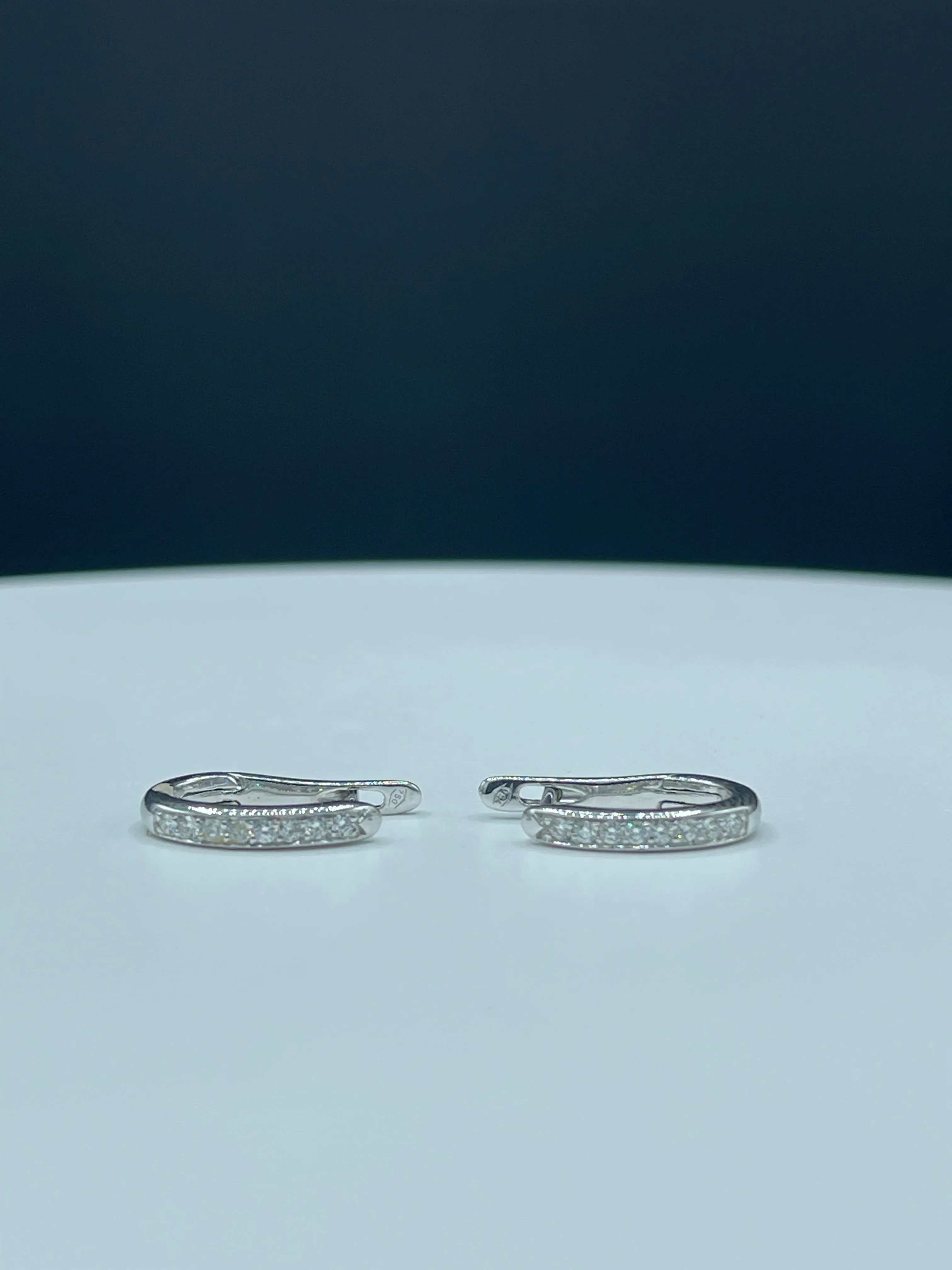 0.48 Carat Natural Diamond 18k White Gold Hoop Earrings