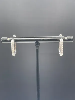 0.48 Carat Natural Diamond 18k White Gold Hoop Earrings