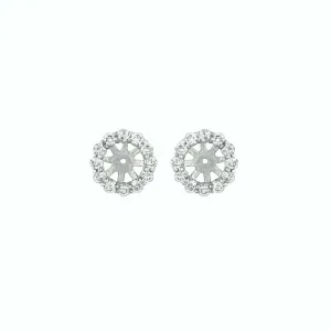 0.58 Ct 2 pointers Natural Diamond Jacket Earrings 14K White Gold center 7 MM