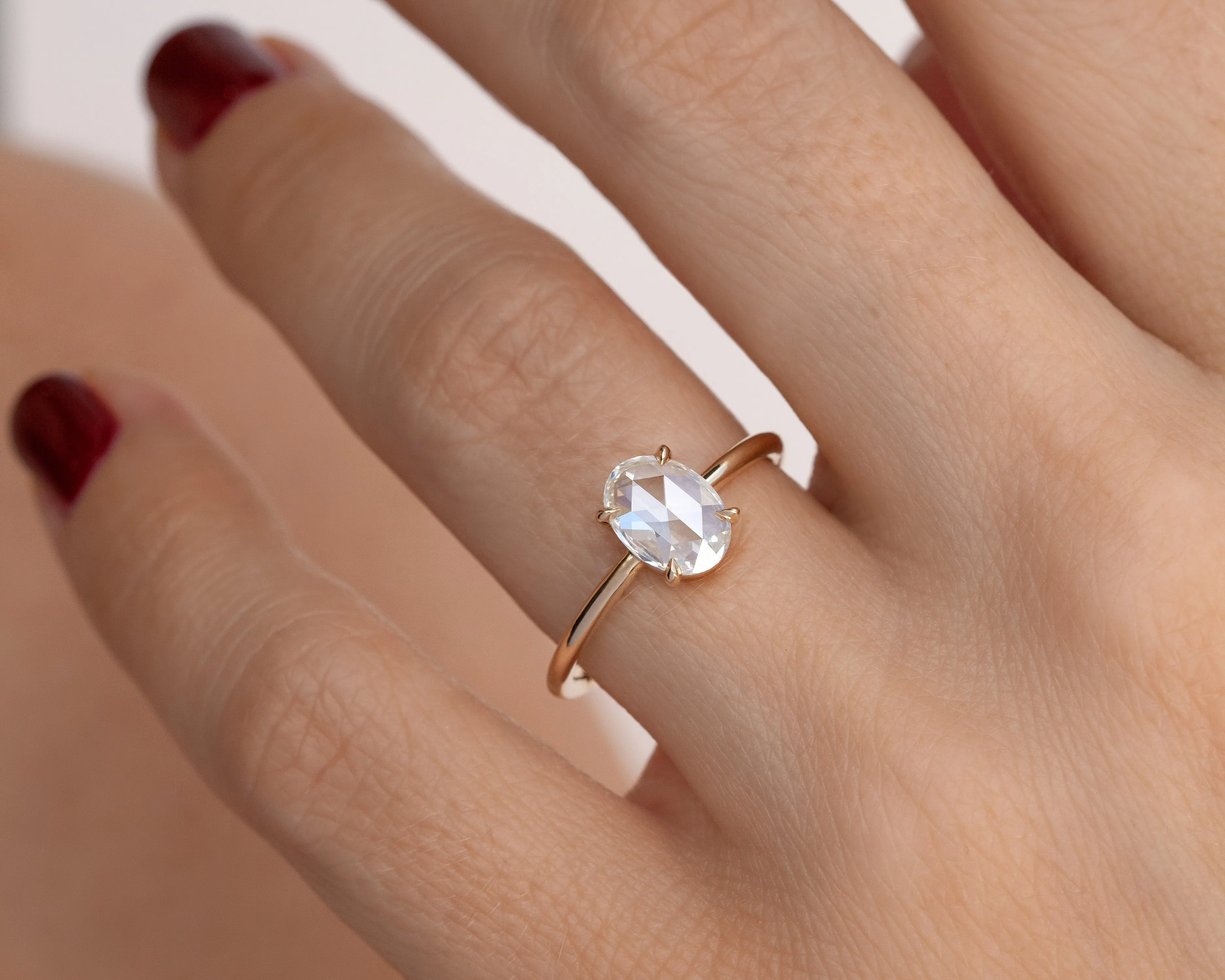 0.77-Carat Rose Cut Oval Solitaire (Ready to Ship Size 7)