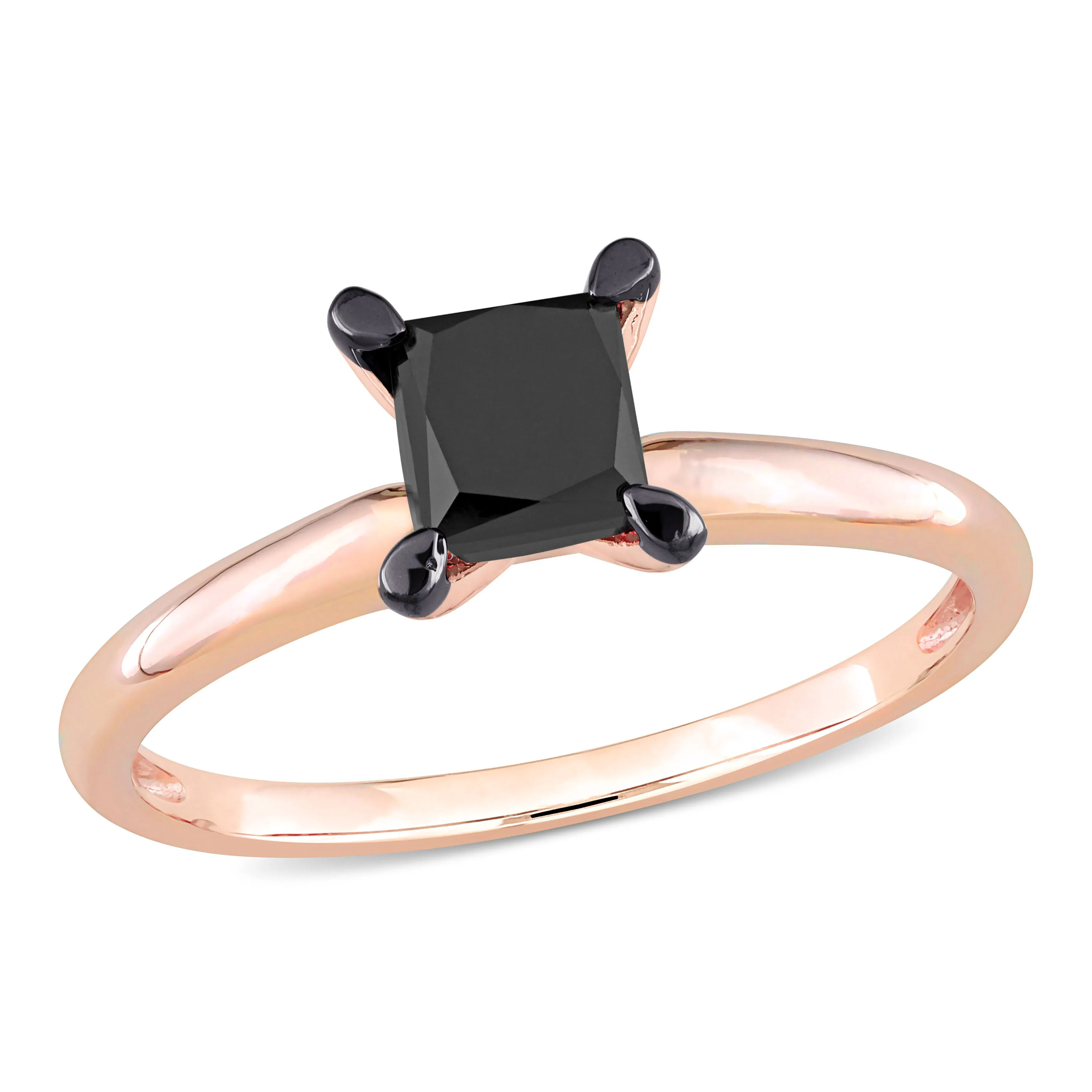 1 CT Black Princess Diamond Rhodium Plated Engagement Ring