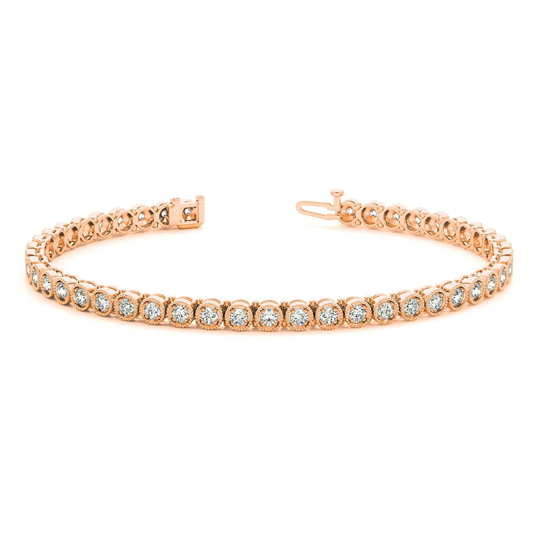 1.00 ctw Round Diamond Tennis Bracelet Milgrain