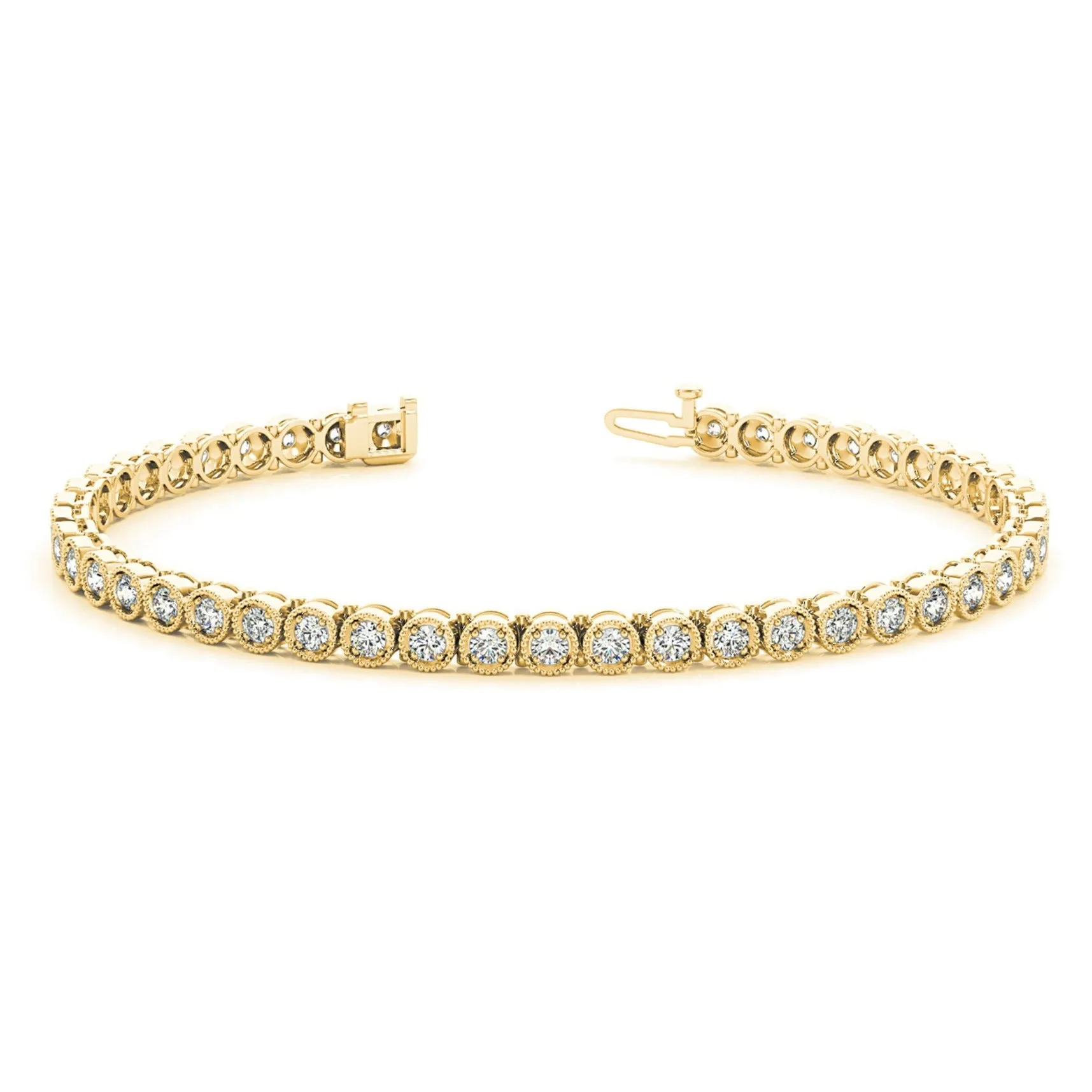 1.00 ctw Round Diamond Tennis Bracelet Milgrain