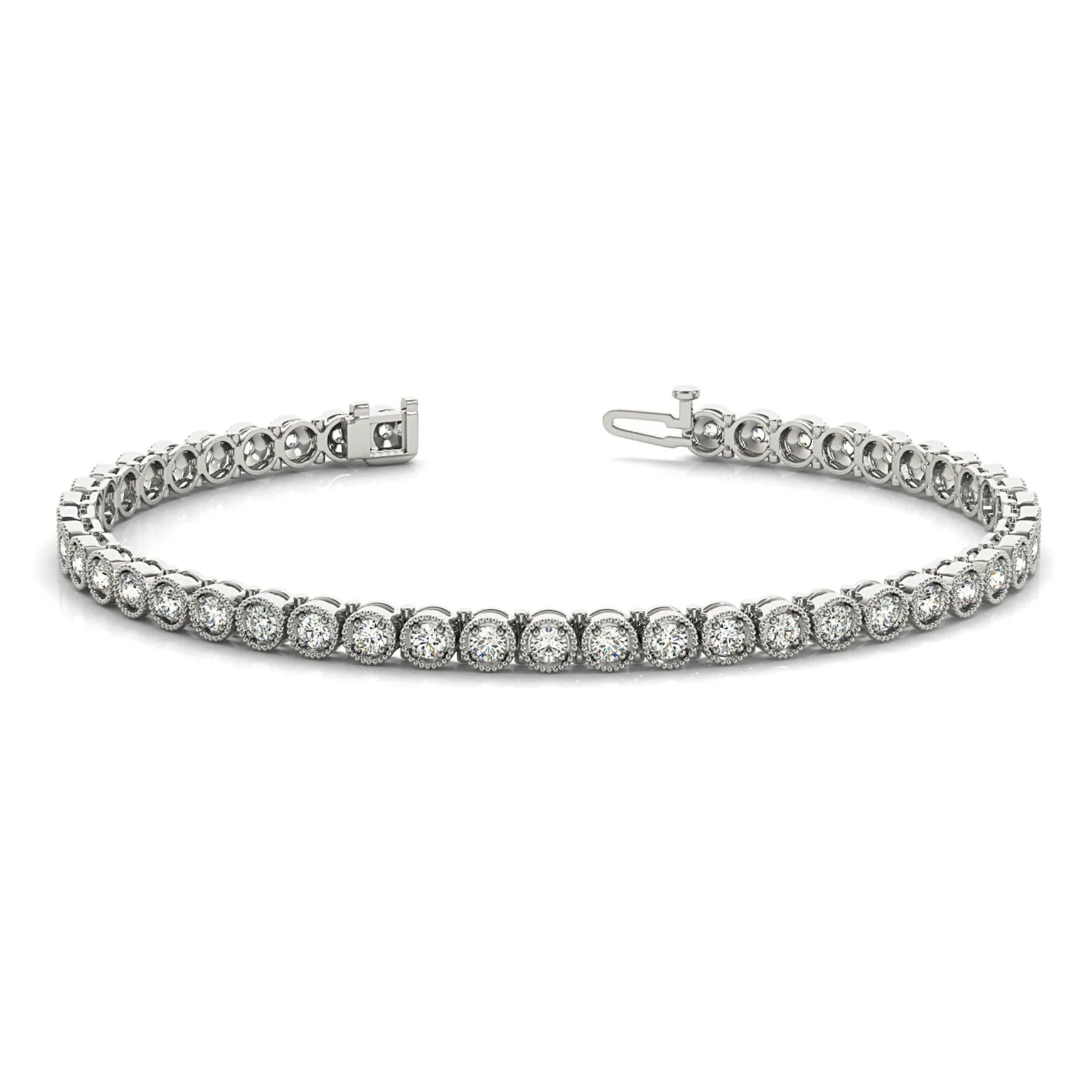 1.00 ctw Round Diamond Tennis Bracelet Milgrain
