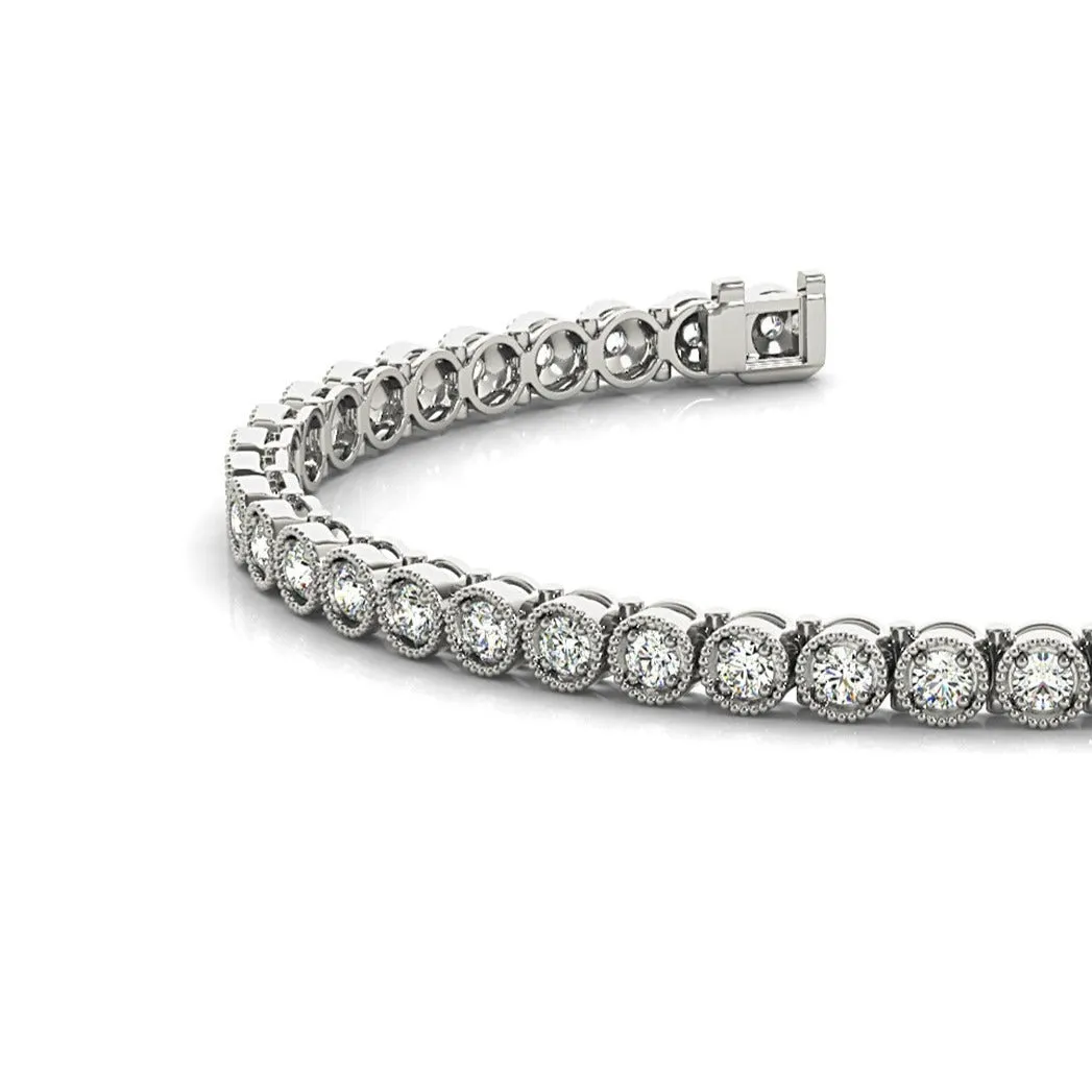 1.00 ctw Round Diamond Tennis Bracelet Milgrain