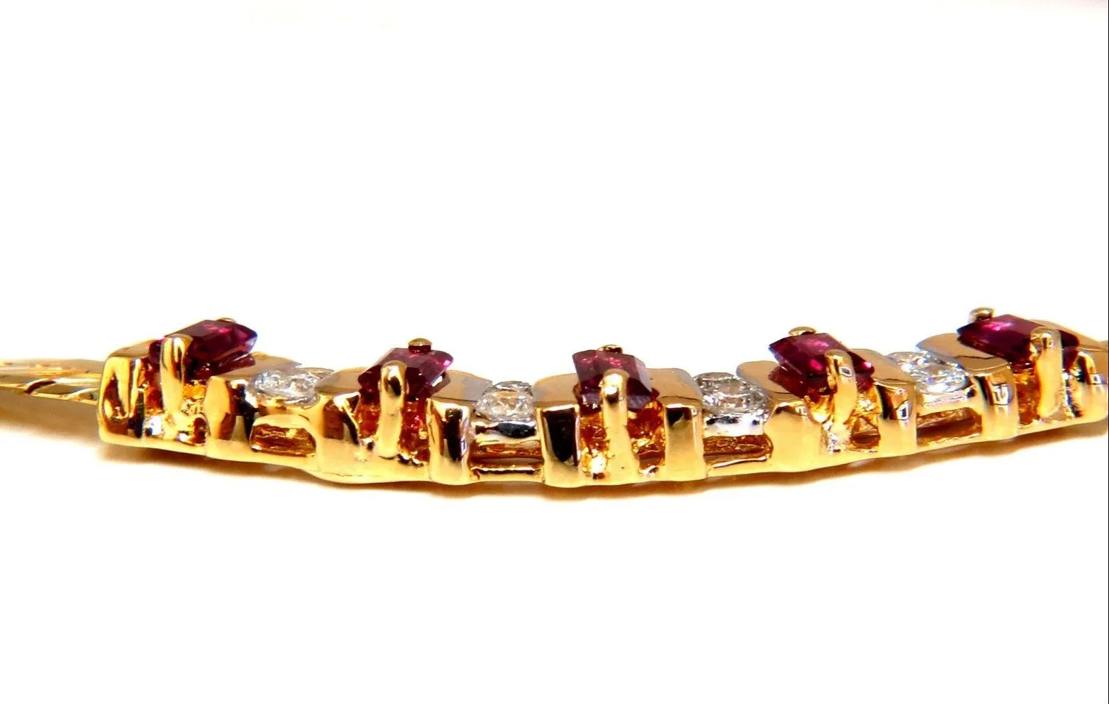 1.00ct Natural Ruby Diamonds Herringbone Necklace 14kt 10748
