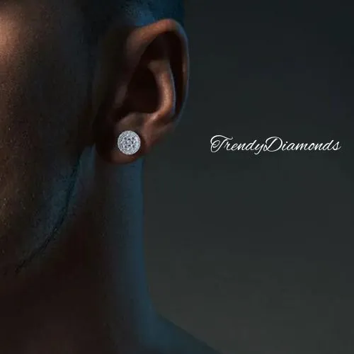 1.00ctw Diamonds Cluster Stud Earrings 14k White Gold