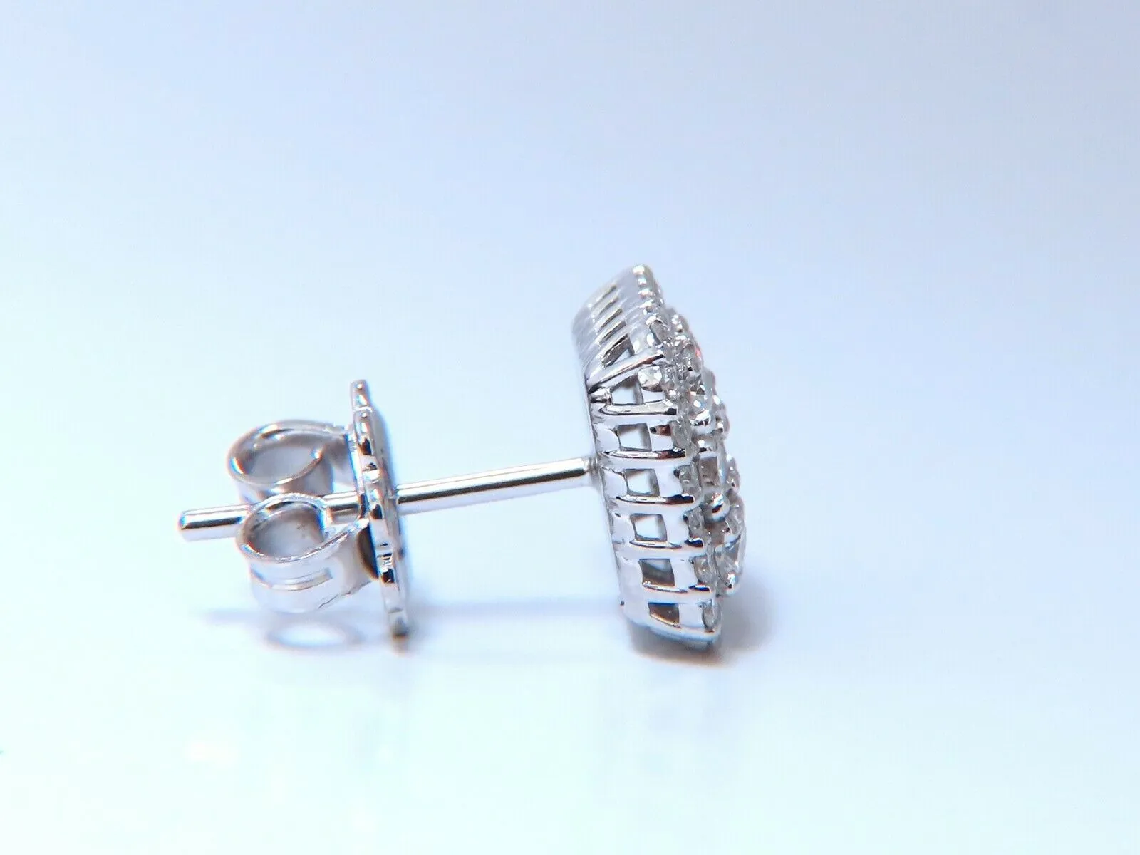 1.01ct. natural round diamond square cluster earrings 14 karat Halo