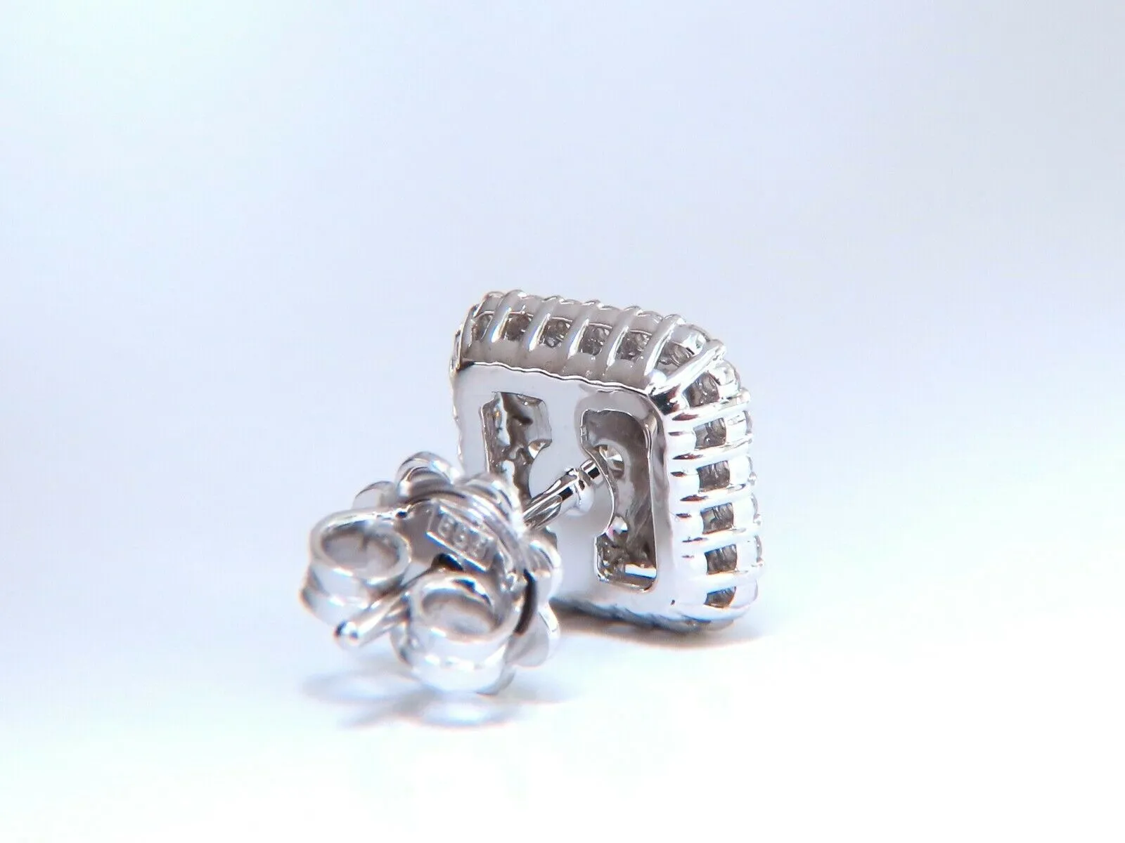 1.01ct. natural round diamond square cluster earrings 14 karat Halo