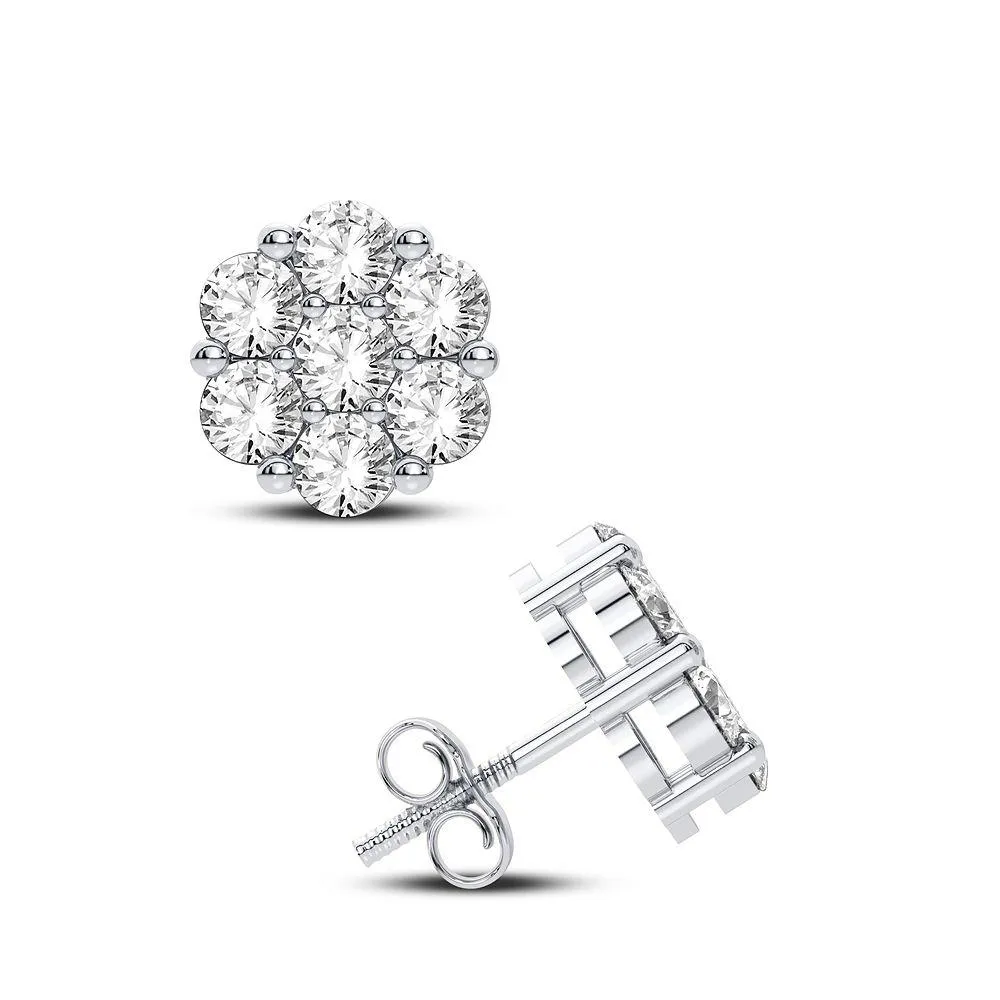 10K 0.33ct Diamond Cluster Earrings