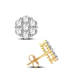 10K 0.33ct Diamond Cluster Earrings