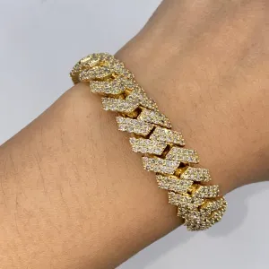 10K 12MM Cuban Link Diamond Bracelet 8"