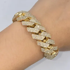 10K 16MM Cuban Link Diamond Bracelet 8.5"