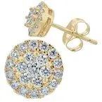 10K 2.00Ct Diamond Cluster Earrings