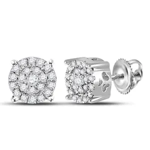 10K White Gold Round Diamond Cindys Dream Cluster Earrings 1/8 Cttw