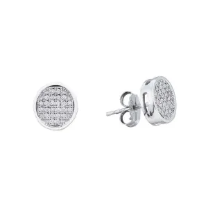 10K White Gold Round Diamond Circle Cluster Stud Earrings 1/2 Cttw