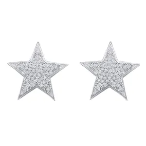 10K White Gold Round Diamond Star Cluster Stud Earrings 1/4 Cttw
