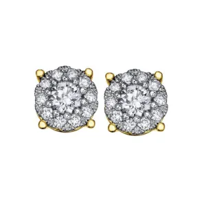10K Yellow Gold (0.13ct) Diamond Cluster Stud Earrings
