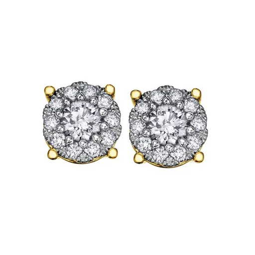 10K Yellow Gold (0.13ct) Diamond Cluster Stud Earrings