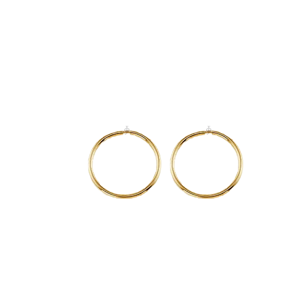 10K Yellow Gold 17mm Sleeper Earrings