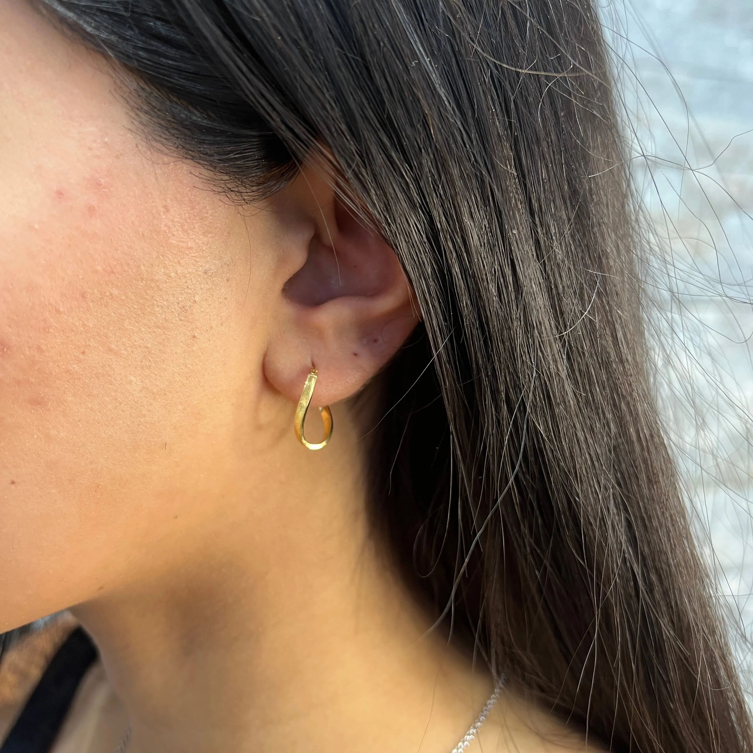 10K Yellow Gold Contemporary Hoop Earrings