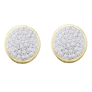10K Yellow Gold Round Diamond Circle Cluster Stud Earrings 1/5 Cttw