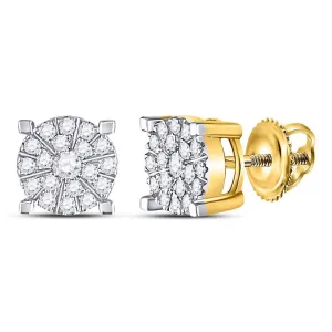 10K Yellow Gold Round Diamond Cluster Earrings 1/2 Cttw