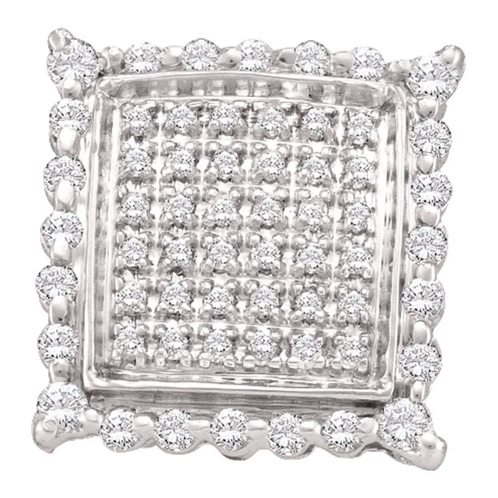 10K Yellow Gold Round Diamond Square Cluster Stud Earrings 1/2 Cttw