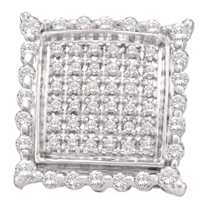 10K Yellow Gold Round Diamond Square Cluster Stud Earrings 1/2 Cttw