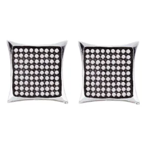 10K Yellow Gold Round Pave-set Diamond Square Kite Cluster Earrings 1/2 Cttw