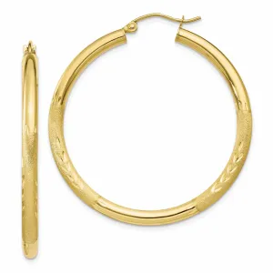 10k Yellow Gold Satin D.C Round Hoop Earrings