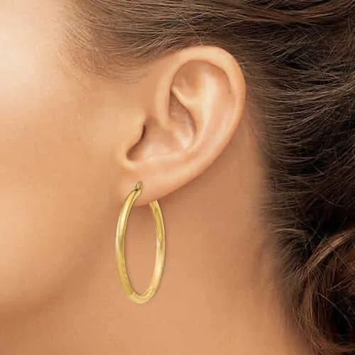 10k Yellow Gold Satin D.C Round Hoop Earrings