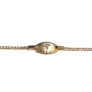 10K Yellow Gold Two Tone Diamond Cut Medical ID Curb Bracelet