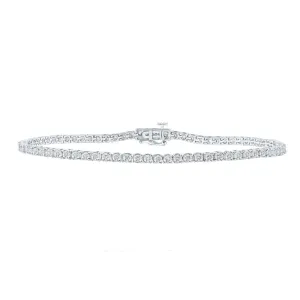 10kt White Gold Mens Round Diamond 9-inch Single Row Link Bracelet 1/2 Cttw
