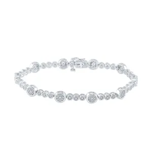 10kt White Gold Womens Round Diamond Fashion Bracelet 1 Cttw