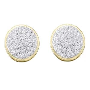 10kt Yellow Gold Womens Round Diamond Circle Cluster Stud Earrings 1/5 Cttw