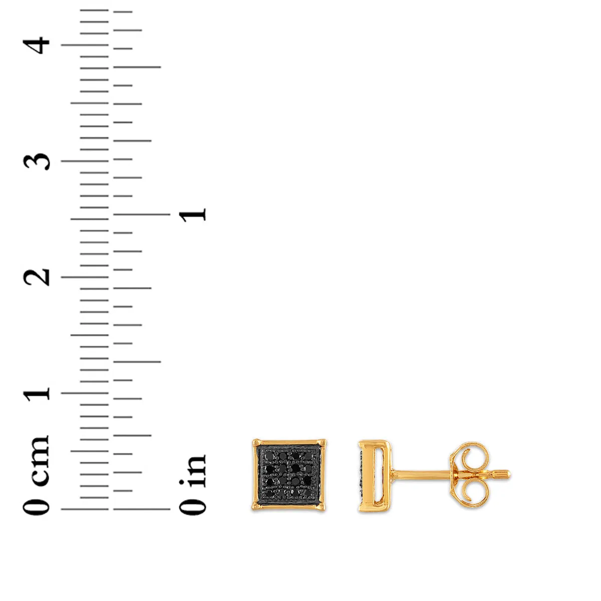 1/10 CTW Natural Diamond Cluster Stud Treated Black Earrings in 10KT Yellow Gold