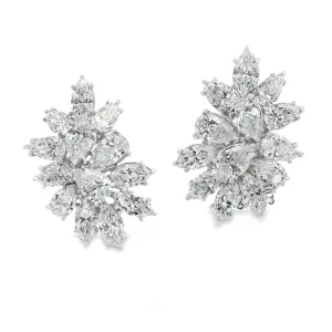 11.50ct Platinum Diamond Cluster Earrings