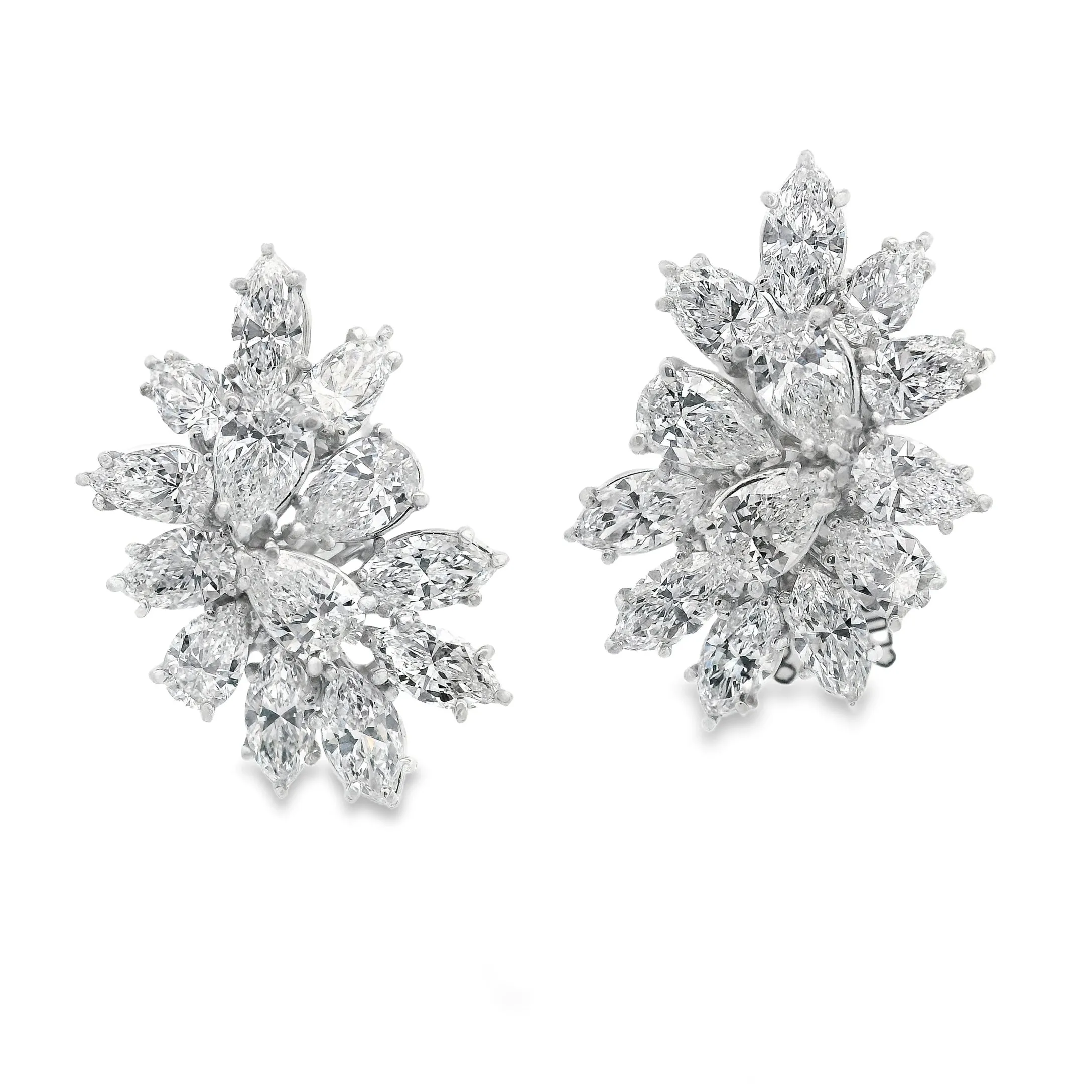 11.50ct Platinum Diamond Cluster Earrings