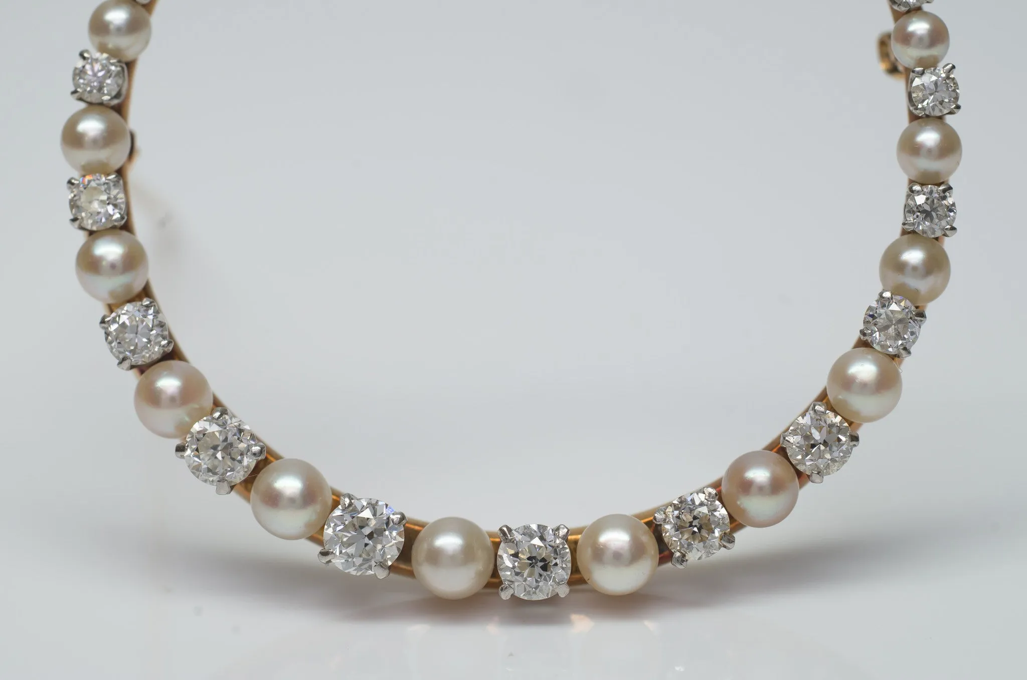 1.16ctw EDWARDIAN OLD EUROPEAN CUT DIAMOND AND PEARL BROOCH